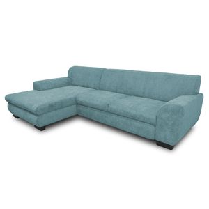 DOMO collection Eckcouch Ecksofa Eckgarnitur Sofa L-Form Wellenfederung Neapel, Farbe:Petrol. Recamiere links