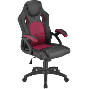 Juskys Racing Schreibtischstuhl Montreal (bordeaux) - Gaming Stuhl ergonomisch, höhenverstellbar & gepolstert, bis 120 kg - Bürostuhl Drehstuhl
