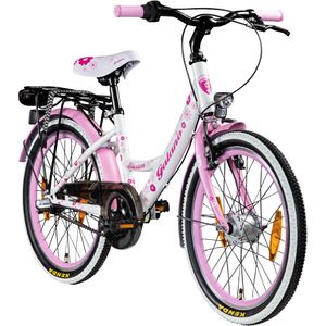 Galano Blossom 20 Zoll Kinderfahrrad Mädchenfahrrad Cityrad Kinderräder Tiefeinsteiger Fahrrad Kinderrad 3 Gang Schaltung, Farbe:weiß/pink