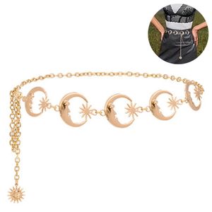 Damen Metallkette Kleid Gürtel Hollow Out Blatt Perlen Anhänger Pullover Gürtel Schmaler Taillengürtel,Gold