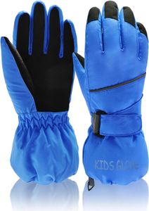 Kinder-Winterhandschuhe 8-10 Jahre, Wasserdichte Skihandschuhe, blau