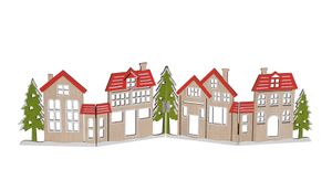 Deko Häuserzeile aus Holz klappbar 60 x 16 cm - bunt - Weihnachtsstadt Silhouette zur Tischdekoration - Weihnachtsdeko Tischdeko für Weihnachten Weihnachtsstadt Skyline
