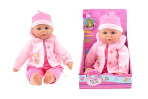 CUTE BABY 02002A - Baby-Puppe rosa, Babypuppe klein mit Jacke und Mütze, ca. 40 cm