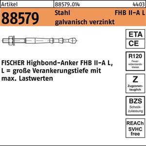 Fischer Highbond Anker FHB II-A L, Stahl galv verz - FHB II-A L M12 x 100/100 -10 Stk