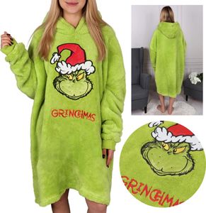 Grinch Dámská zelená mikina, župan, deka s kapucí, snuddie S-M