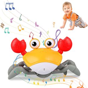 Baby Musik Spielzeug, Krabbelnde Krabbe Baby Spielzeug mit LED-Leuchten Laufende Krabbe Babyspielzeug mit Automatischer Vermeidung Von Hindernissen
