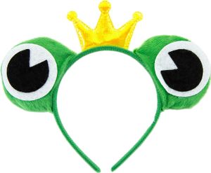 Oblique Unique Haarreifen Froschkönig Haarreif Froschaugen Krone Kostüm Accessoire Fasching Karneval Motto Party