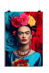 Frida Kahlo Poster - Porträt Poster - Maler Poster - Blumen Poster - Mode Poster - 61x91cm - Perfekt zum Einrahmen