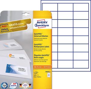 AVERY Zweckform Universal Etiketten 64,6 x 33,8 mm weiß 240 Etiketten
