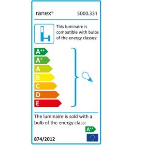 Ranex 5000.331, Oświetlenie zewnętrzne ścienne, Szary, Aluminium, IP44, Garaż, Ogród, I