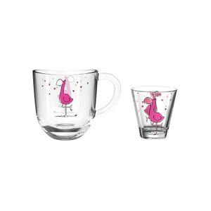 Leonardo BAMBINI 2er Set Kindertasse & Trinkglas Flamingo