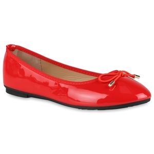 VAN HILL Damen Klassische Ballerinas Kunstleder Schleifen Schuhe 838469, Farbe: Rot, Größe: 42