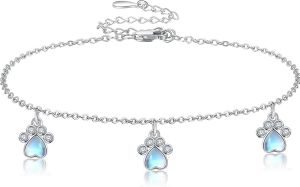 CUPENDA Pfotenabdruck Armband Silber Mondstein Hund Katze Haustier Armband