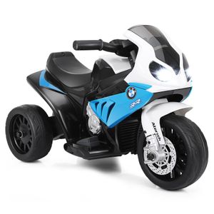 COSTWAY BMW 6V Kindermotorrad, Motorrad mit Stützrädern und Scheinwerfer, Musikmodus, Motorrad für Kinder von 18-36 Monaten, blau