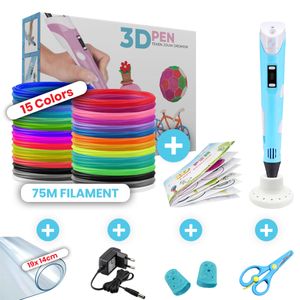 Fleau Kids 3D pero štartovacie balenie modré XL - 75 vlákien - 15 farebných náplní + príklady + 12V nabíjačka - Remeslo a kreslenie - Deti Fleau Kids 3D pero štartovacie balenie modré XL - 75 vlákien - 15 farebných náplní + príklady + 12V nabíjačka - Remeslo a kreslenie - Deti