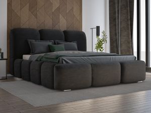 Exkluzívna čalúnená posteľ GRAINGOLD 200x200 cm Bubble - dizajnová posteľ s velúrovou látkou, zásuvkou a lamelovým roštom - čierna (Magic velvet 2219)