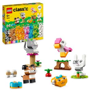LEGO Classic Kreative Tiere, Box mit bunten Steinen, Baue Spielzeug-Tierfiguren aus Bausteinen wie Hund, Katze, Hase, Hamster und Vogel, Konstruktionsspielzeug für Jungs und Mädchen ab 5 Jahren 11034
