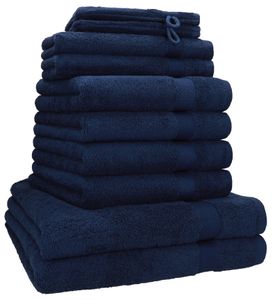 Betz 10-tlg. Handtuch-Set PREMIUM 2 Duschtücher 4 Handtücher 2 Gästetücher 2 Waschhandschuhe  Farbe: dunkelblau