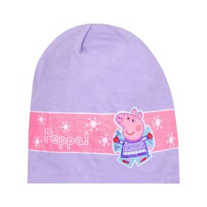 Prasátko Peppa - "Vlněná" čepice pro dívky zimní NS5705 (54 cm) (fialová/růžová s potiskem)