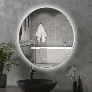 SensaHome - LED Wandspiegel Rund - Runder Badezimmerspiegel ohne Rahmen mit LED Beleuchtung - Wandmontage - Dimmbar - Anti-Beschlag - 2700K/4500K/6400K - Warm/Neutral/Kaltweiß - 50cm