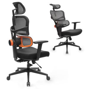 (Standard Version) Ergonomischer Bürostuhl mit Fußstütze, Schreibtischstuhl mit hoher Rückenlehne und einzigartiger verstellbarer Lordosenstütze, Bürostuhl mit 4D-Armlehne