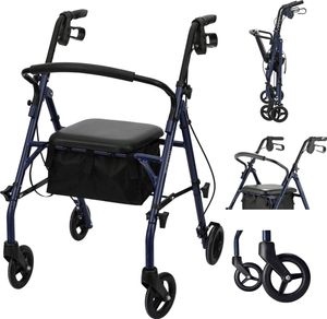 Medmotion® Rollator, Rollatory, komfortowe tapicerowane siedzisko z oparciem, składany, torba transportowa – do 136 kg - Niebieski