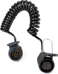 Wiltec 13-poliges Spiralkabel 3 m, Anhängerkabel PVC, robustes Elektrokabel Stecker und Buchse, flexibles Verlängerungskabel, Kabel für Anhänger und Wohnwagen