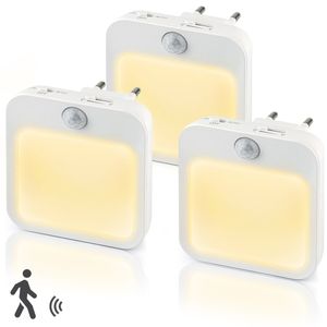 3 lampki nocne LED z czujnikiem ruchu Czujnik zmierzchu Lampka nocna Oświetlenie szafki Ciepła biel