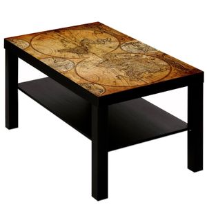 Couchtisch Tisch mit Motiv Bild Weltkarte Globus Antik 3 : Schwarz