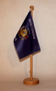 Tischflagge Wisconsin USA Bundesstaat US State mit Holzständer