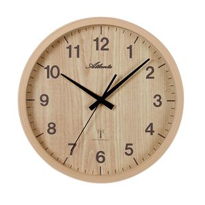 Atlanta 4438/30 Wanduhr Funk Funkwanduhr analog braun hellbraun Holz-Optik rund