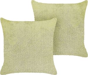 BELIANI Zestaw 2 poduszek zielone poliestrowe 45 x 45 cm styl boho z wypełnieniem