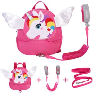 (Rosa) Anti-Verlust-Rucksack für Kinder, süßer Einhorn-Rucksack, Mini-Schultasche für Kinder mit Armband und Schutz