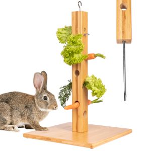 ONVAYA® Kaninchen Futterbaum | 3 in 1 für drinnen & draußen | Bodenspieß zur Befestigung | wetterfest | Futterbaum für Kaninchen