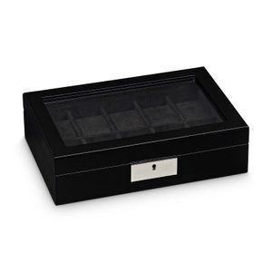 Hermann Jäckle Ensingen Uhrenbox für 10 Uhren mit Glasfenster schwarz hochglanz