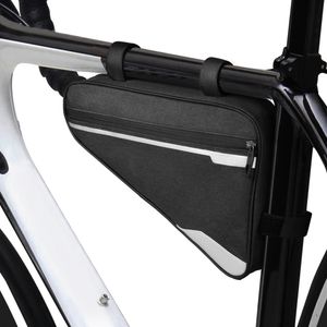 kwmobile Fahrradtasche für Rahmen mit Klettverschluss - Rahmentasche Fahrrad Zubehör - robuste Polyester Tasche - Werkzeugtasche in Schwarz