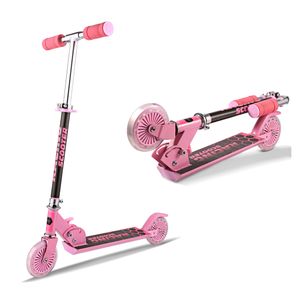 CAROMA Cityroller Kinderroller, Höhenverstellbar und faltbar, Belastbarkeit 50kg, 120 mm Blitzräder, Rosa