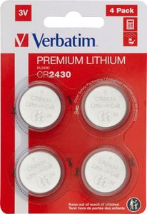 Verbatim Batterie Lithium, Knopfzelle, CR2430, 3V Retail Blister (4-Pack)