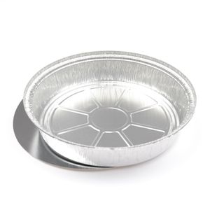 100 Stück Alu-Schalen C803L mit Deckel, rund (Ø 230 mm), 1350 ml, Grillschale, Nudelschale, Menüschale