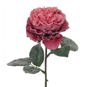 Künstliche Rose mit Kunstschnee 43 cm altrosa