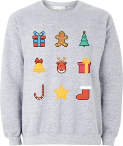 Pánský vánoční svetr The T-Shirt Factory Christmas Emoji Icons TF188 (S) (Grey)