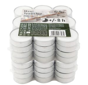 Hofer Kerzen Teelichte Maxi tealight - In Metallhülsen - Lange Brenndauer 8h - Durchmesser 57 mm - Weiß - 72 Stück Set