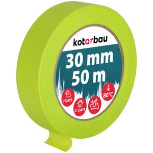 KOTARBAU® Neon Malerkrepp 50 m Kreppband  30mm Malerband Abklebeband Maler Klebeband Maler Zubehör Fluoreszierendes Grün Kreppapier Malerbedarf