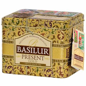 BASILUR Present Gold- schwarzer Blatt-Tee in dekorativer Dose, Weihnachtstee 100g x1