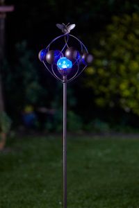 Solar Windrad farbwechsel LED Windspiel Gartendeko Gartenstecker Metall , Solar Windräder:Aura