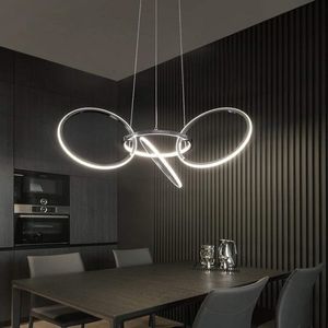 ZMH LED Pendelleuchte 4-Ringe Drehbar Hängeleuchte Metall Wohnzimmer modern LED fest integriert Tageslichtweiß