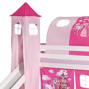 Turm PRINZESSIN zu Bett mit Rutsche, Spielbett, Rutschbett, Kinderbett in pink/rosa