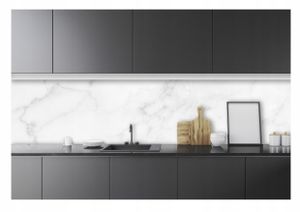 Fototapete Küche Abwaschbar Marmor - 250x60 cm Einteilig Premium Küchenrückwand - Inklusive Kleister Modern Küchentapete Fototapeten Vlies Tapete UV-Beständig Montagefertig