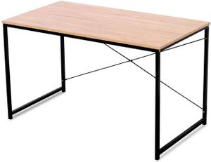 WOLTU Schreibtisch Computertisch Büromöbel Bürotisch Arbeitstisch aus Holz und Stahl, mit Ablage 120x60x70 cm Schwarz+Hell Eiche