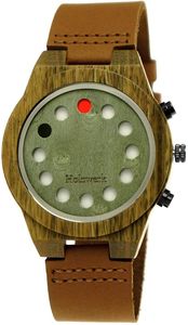 Handgefertigte Holzwerk Germany® Designer Uhr | Uni Damen und Herren | Öko Natur Holz | Leder Armband | Binäre Anzeige | Quarz Uhrwerk | leuchtendes Ziffernblatt